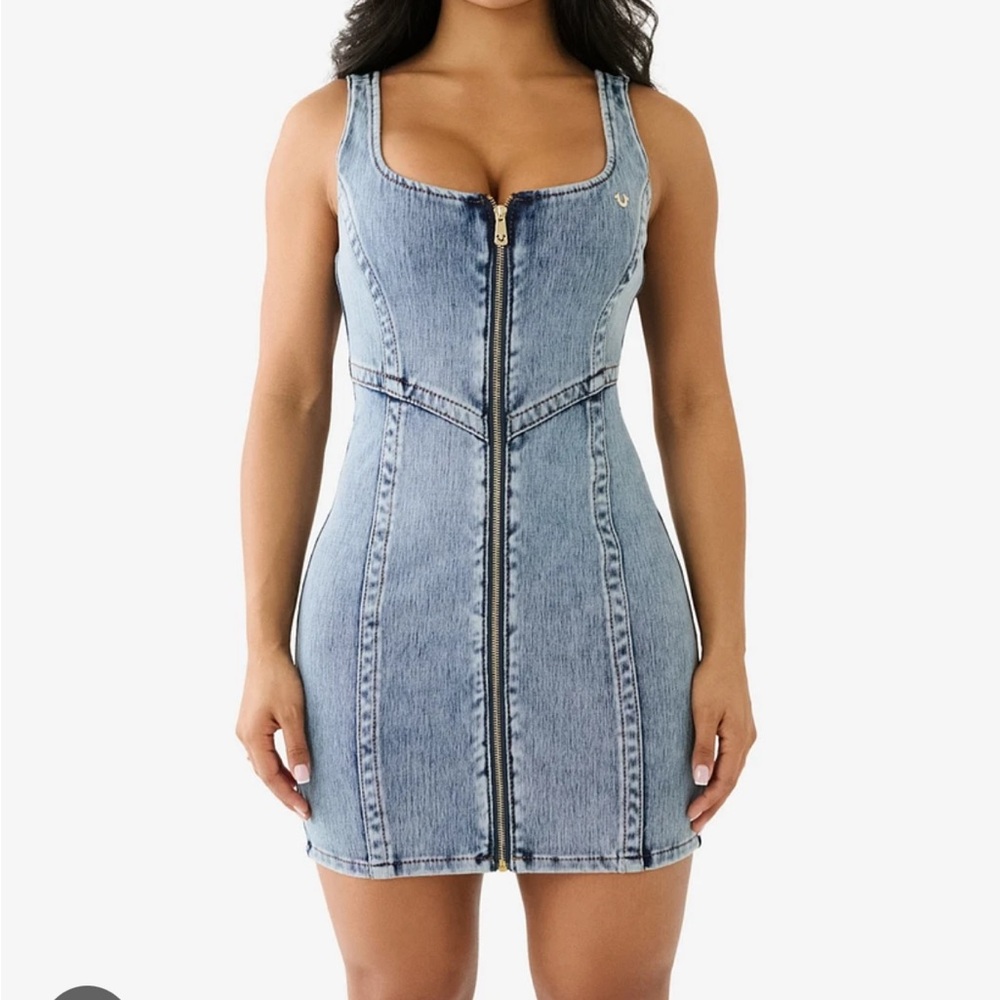 True Religion Terry Zip Denim Dress